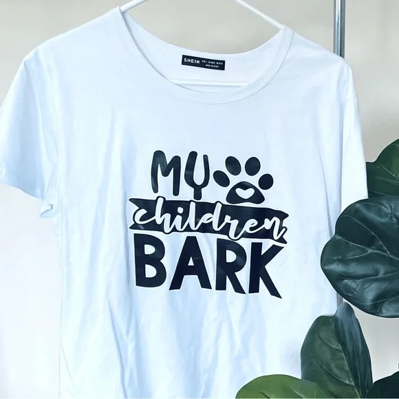 🌸3 for $30  🐶My Children Bark  T-SHIRT🐶Size L dog lovers women Summer Top - Picture 3 of 8